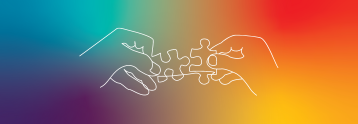Line drawing of two hands putting puzzle pieces together on colourful gradient background representing The Adecco Group's and Pontoon's value for collaboration. Line drawing of two hands putting puzzle pieces together on colourful gradient background representing The Adecco Group's and Pontoon's value for collaboration.